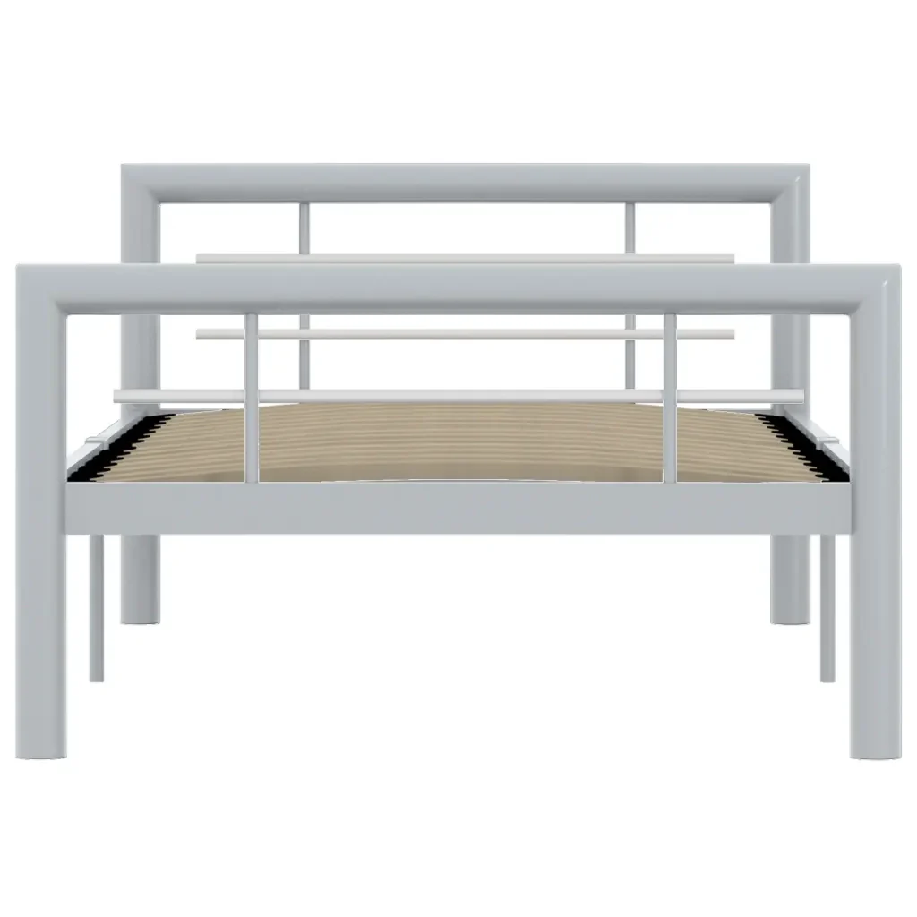 Letto singolo | Letto per adulti | Giroletto Grigio e Bianco in Metallo 90x200 cm - Image 3