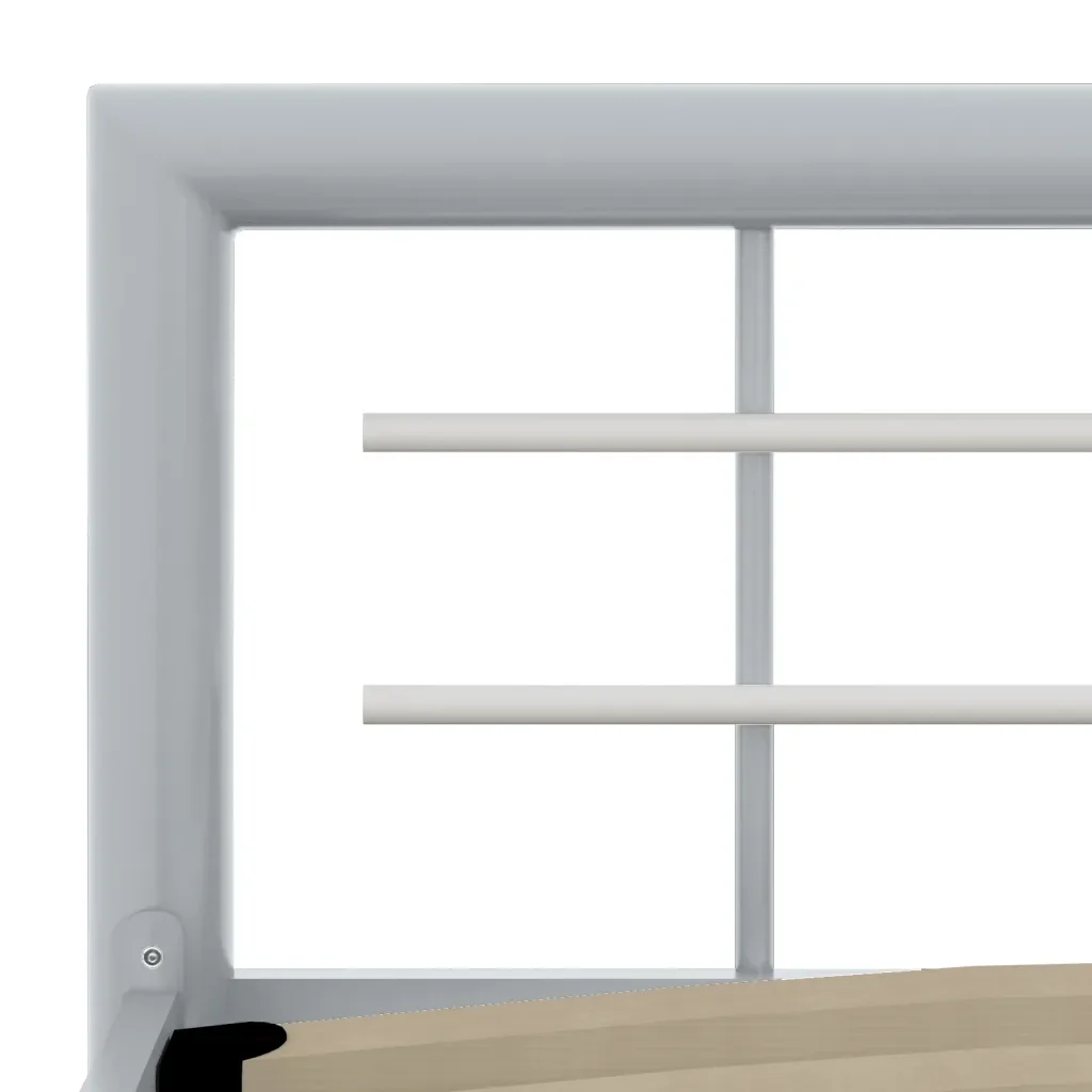 Letto singolo | Letto per adulti | Giroletto Grigio e Bianco in Metallo 90x200 cm - Image 5
