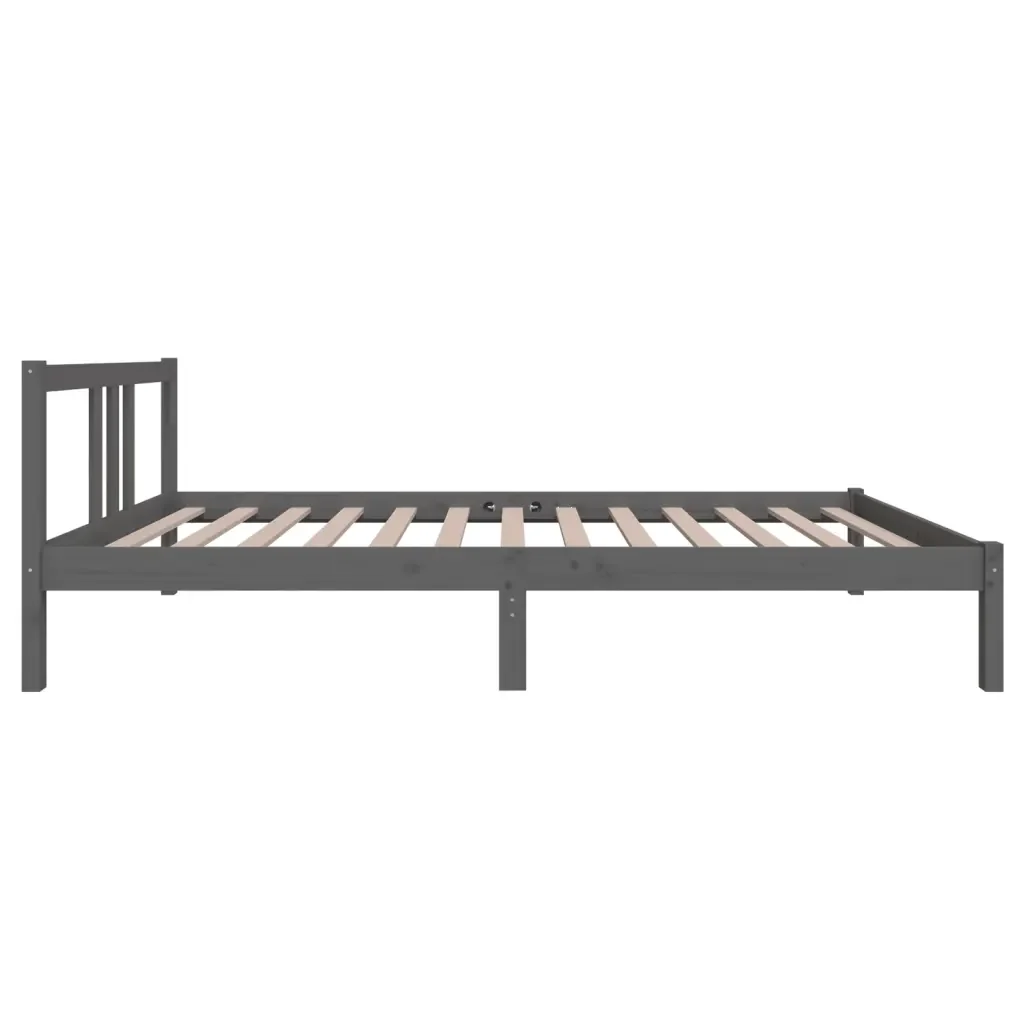Letto singolo | Letto per adulti | Giroletto Grigio in Legno Massello 100x200 cm - Image 5