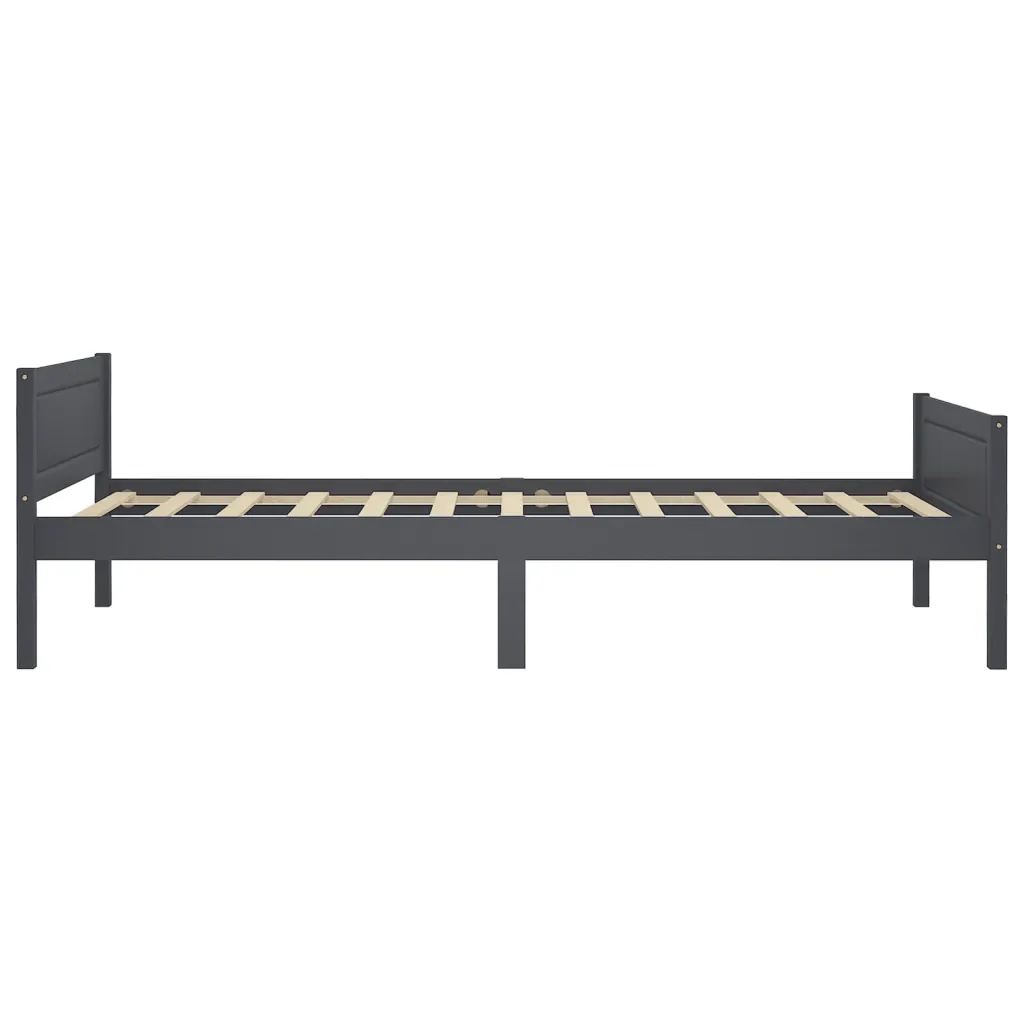 Letto singolo | Letto per adulti | Giroletto Grigio in Legno Massello di Pino 100x200 cm - Image 4