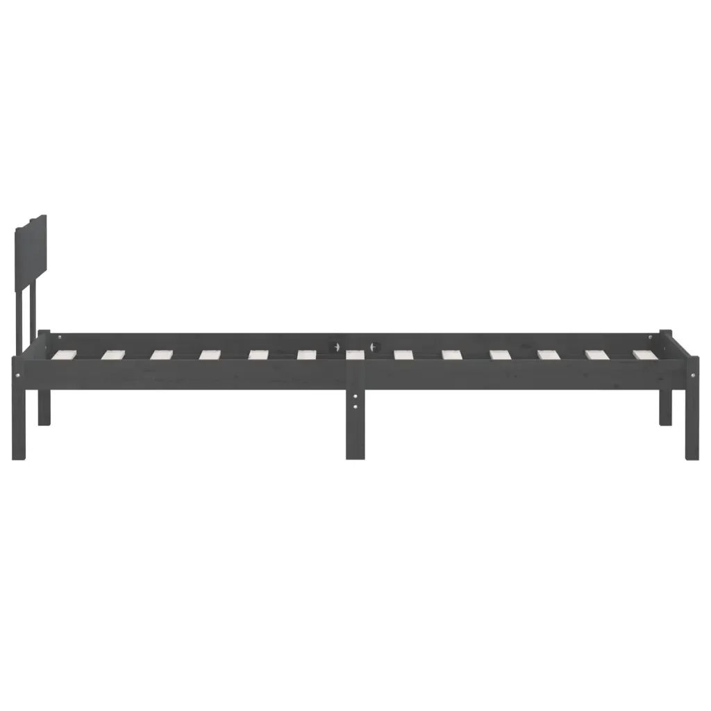 Letto singolo | Letto per adulti | Giroletto Grigio in Legno Massello di Pino 90x190 cm Single - Image 5