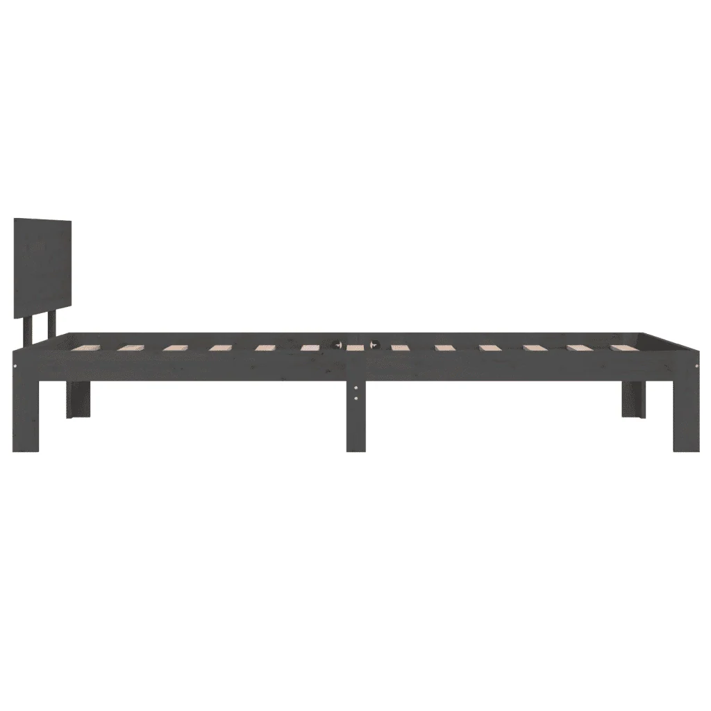 Letto singolo | Letto per adulti | Giroletto Grigio in Legno Massello di Pino 90x200 cm - Image 5