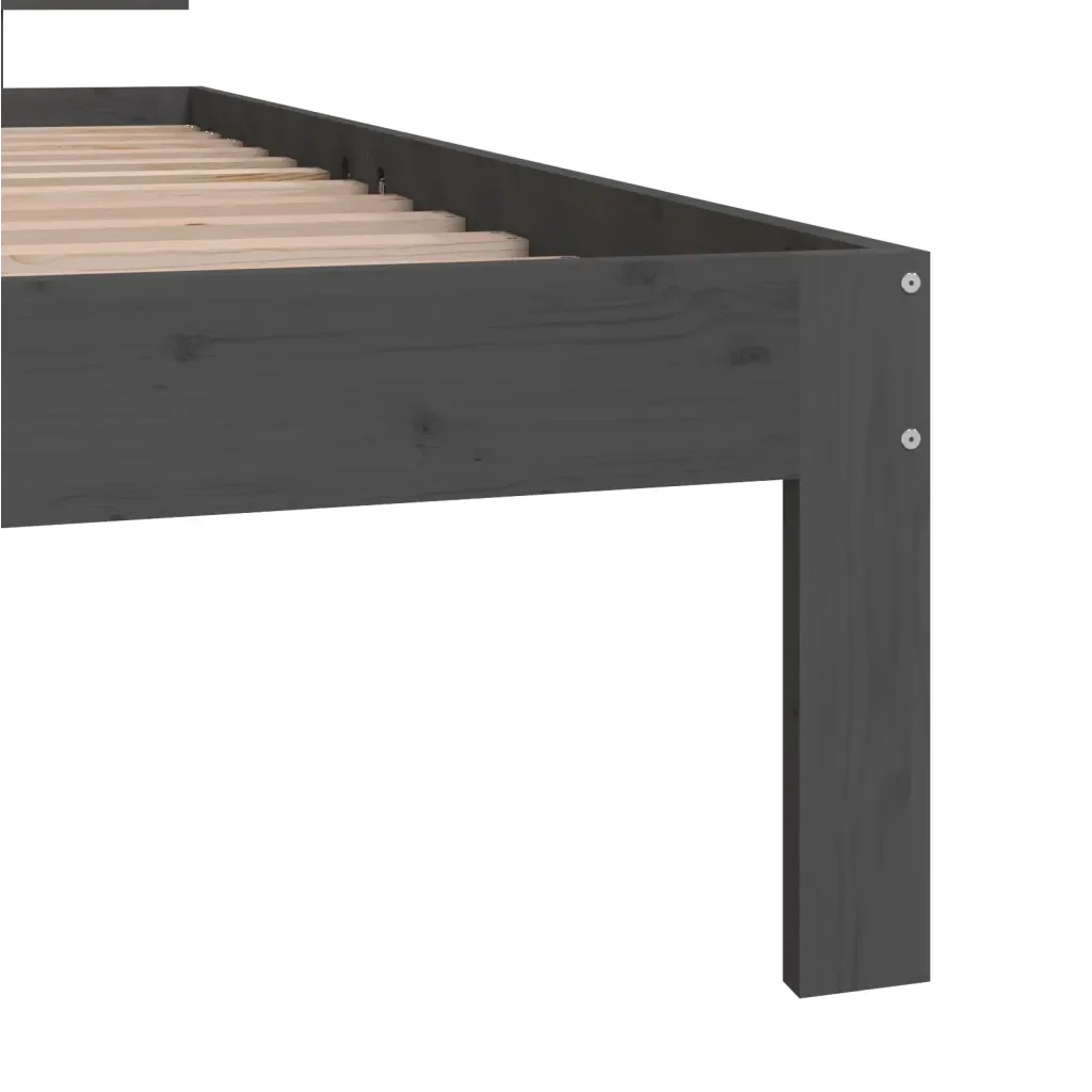 Letto singolo | Letto per adulti | Giroletto Grigio in Legno Massello di Pino 90x200 cm - Image 6