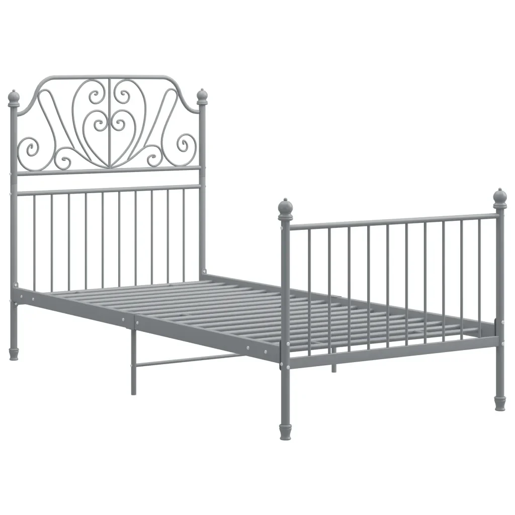 Letto singolo | Letto per adulti | Giroletto Grigio in Metallo 100x200 cm