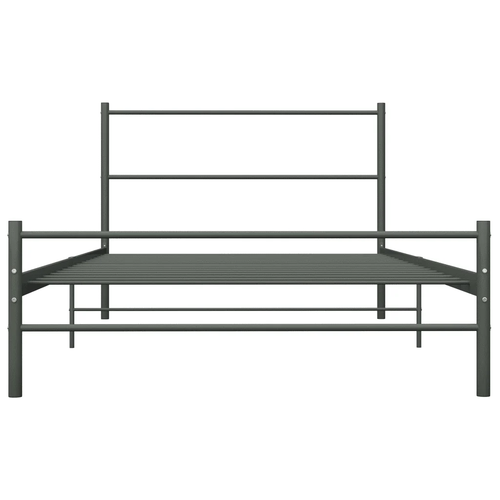 Letto singolo | Letto per adulti | Giroletto Grigio in Metallo 100x200 cm - Image 3