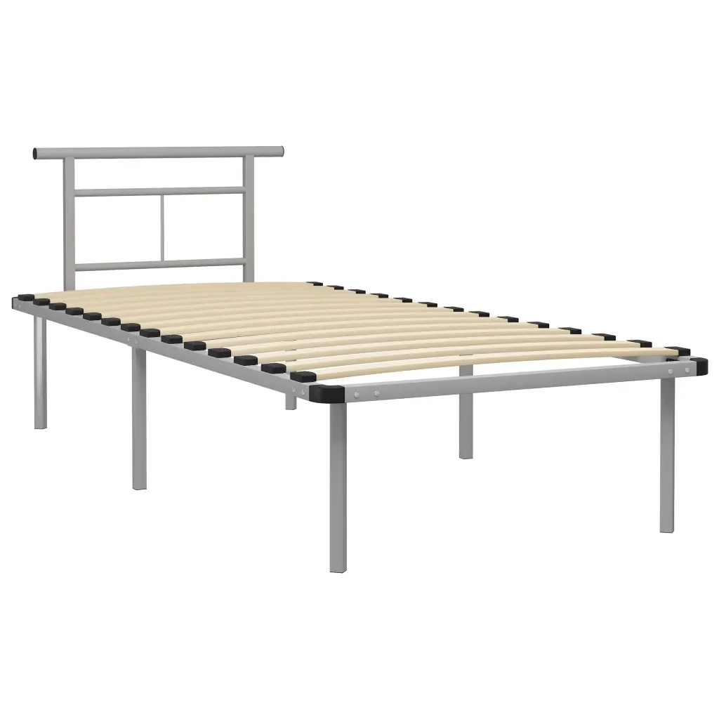 Letto singolo | Letto per adulti | Giroletto Grigio in Metallo 90x200 cm