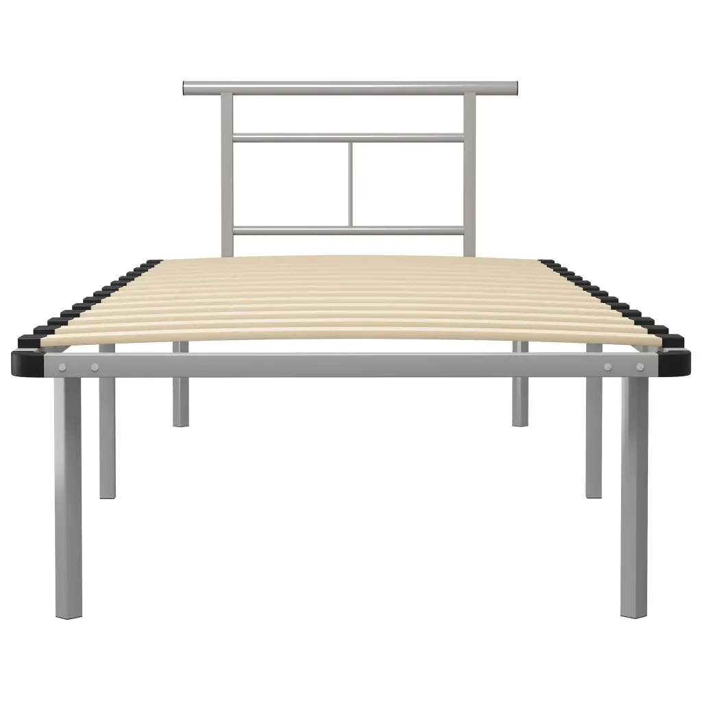 Letto singolo | Letto per adulti | Giroletto Grigio in Metallo 90x200 cm - Image 3