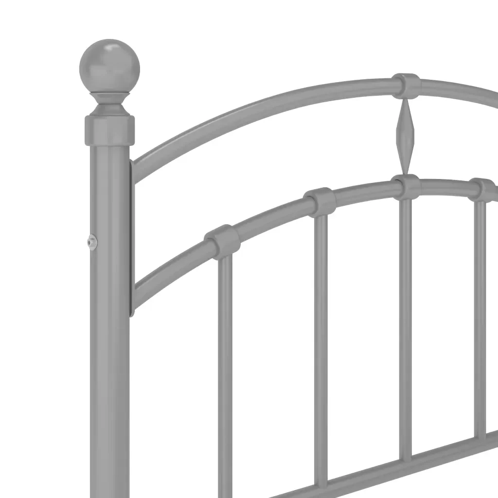 Letto singolo | Letto per adulti | Giroletto Grigio in Metallo 90x200 cm - Image 6