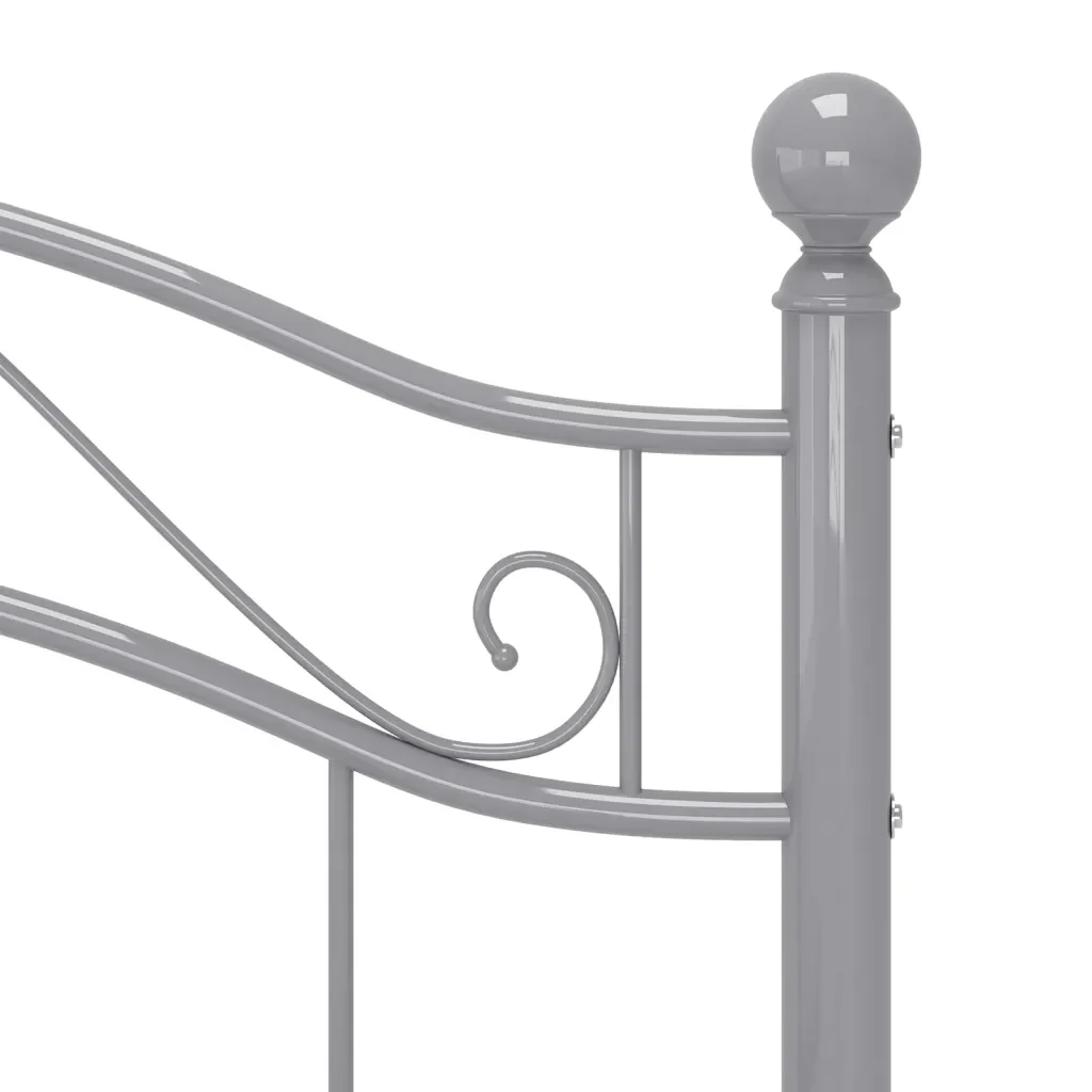 Letto singolo | Letto per adulti | Giroletto Grigio in Metallo 90x200 cm - Image 6