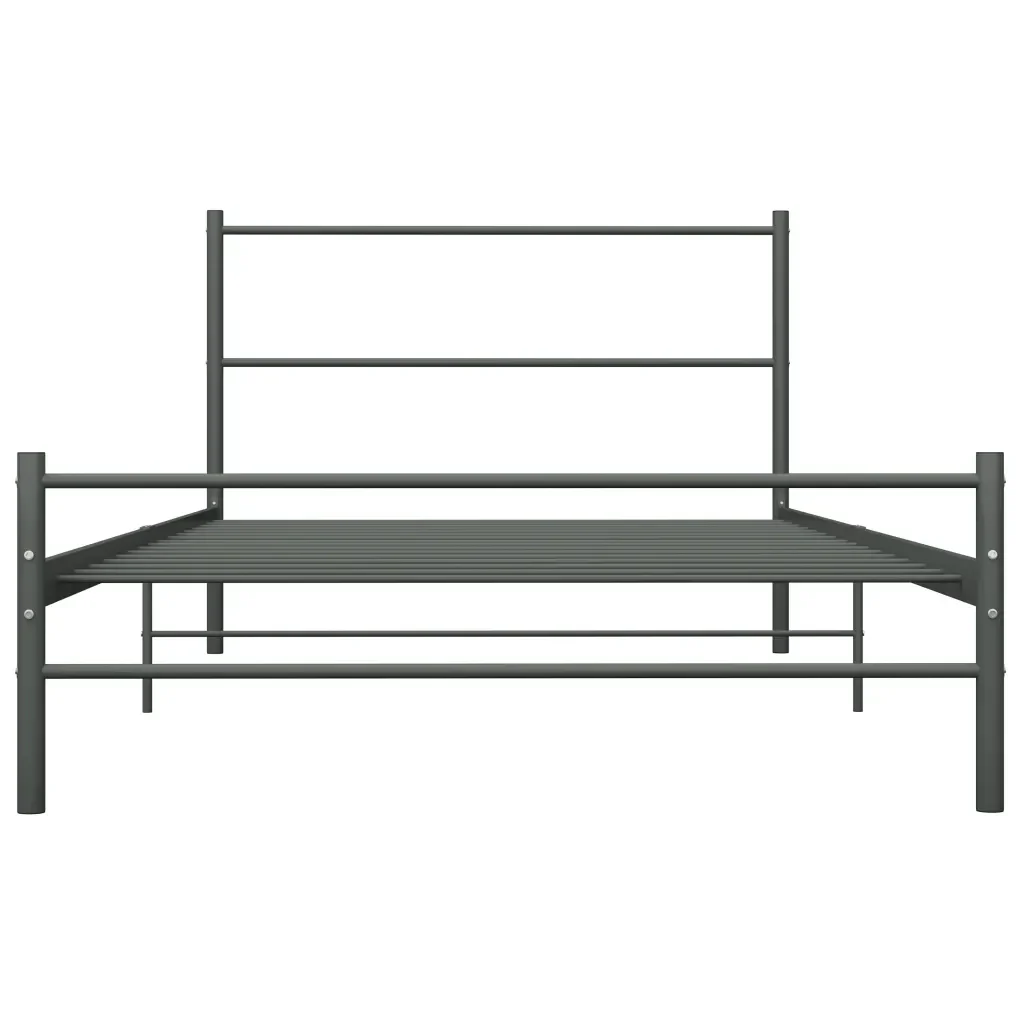 Letto singolo | Letto per adulti | Giroletto Grigio in Metallo 90x200 cm - Image 4