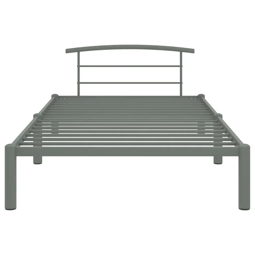 Letto singolo | Letto per adulti | Giroletto Grigio in Metallo 90x200 cm - Image 4