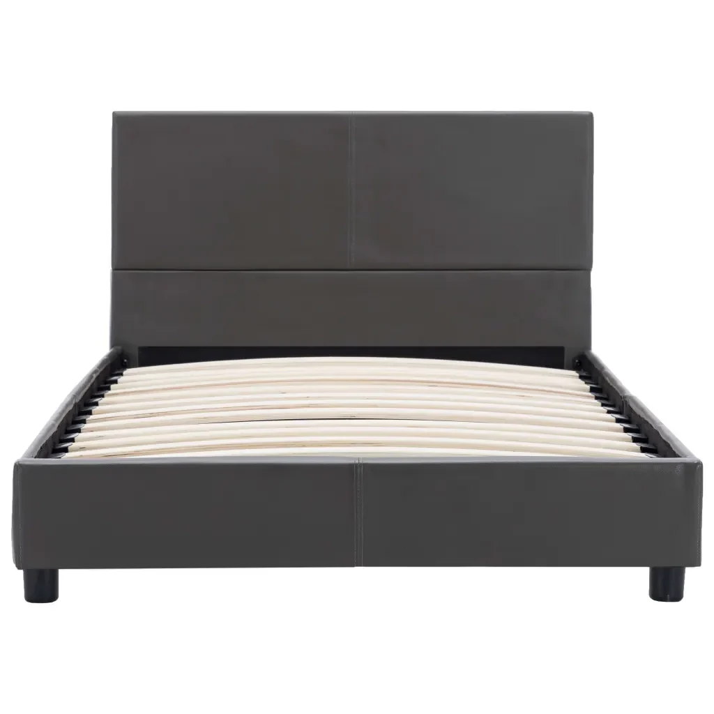Letto singolo | Letto per adulti | Giroletto Grigio in Similpelle 90x200 cm - Image 4
