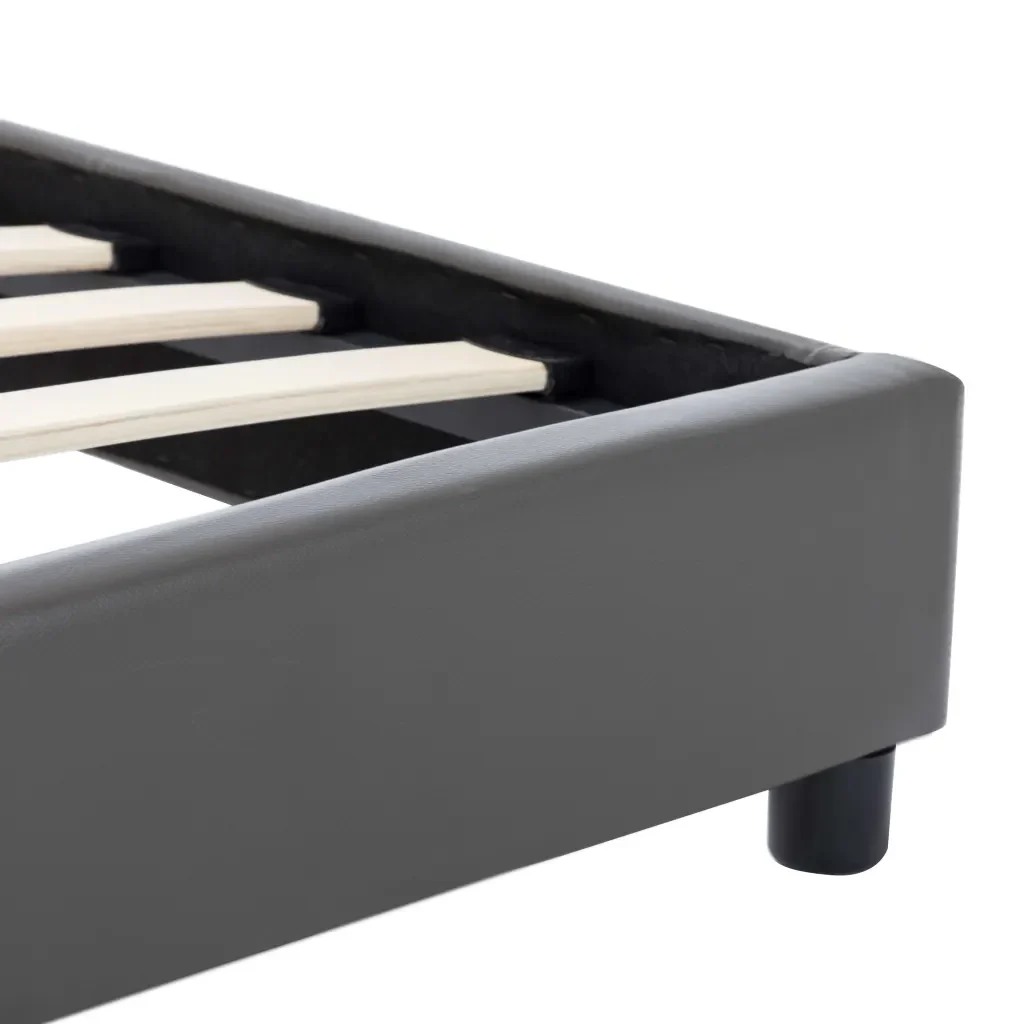 Letto singolo | Letto per adulti | Giroletto Grigio in Similpelle 90x200 cm - Image 5