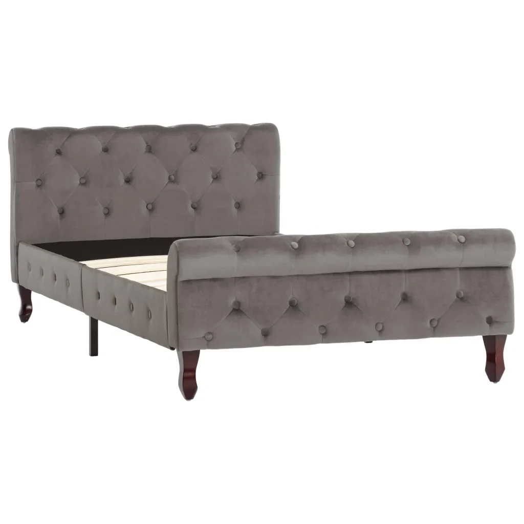 Letto singolo | Letto per adulti | Giroletto Grigio in Velluto 100x200 cm