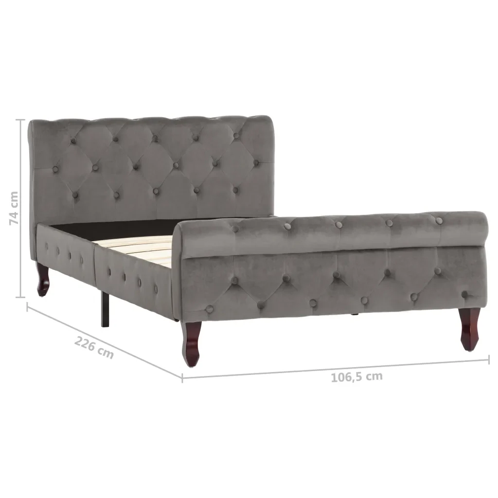 Letto singolo | Letto per adulti | Giroletto Grigio in Velluto 100x200 cm - Image 7