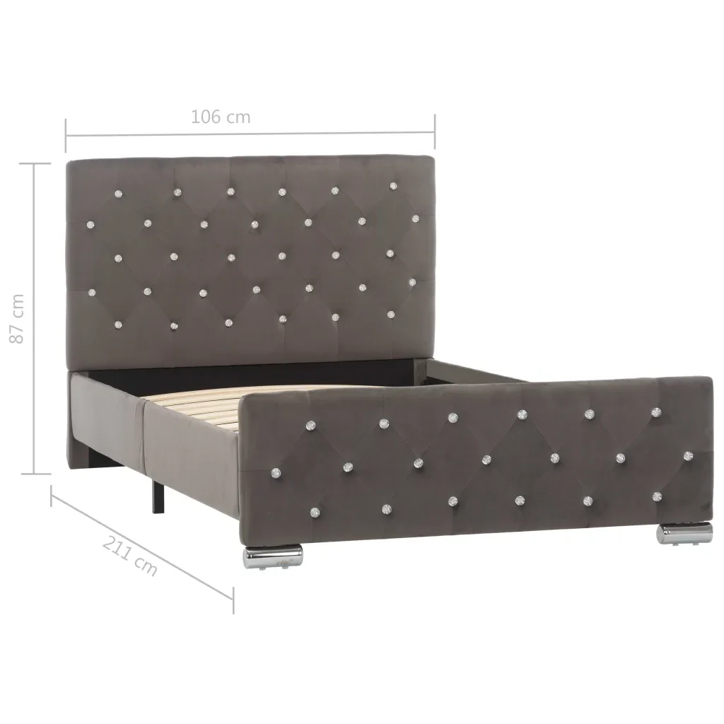 Letto singolo | Letto per adulti | Giroletto Grigio in Velluto 100x200 cm - Image 8