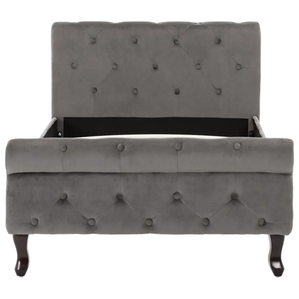 Letto singolo | Letto per adulti | Giroletto Grigio in Velluto 90x200 cm - Image 3