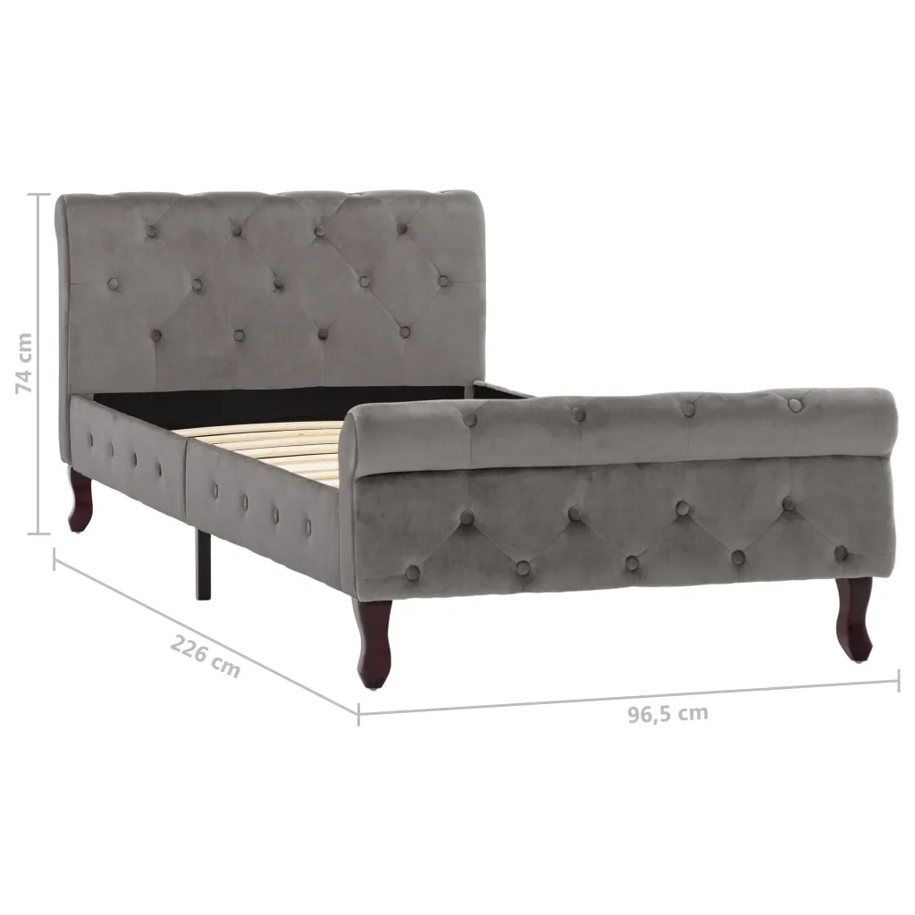 Letto singolo | Letto per adulti | Giroletto Grigio in Velluto 90x200 cm - Image 7
