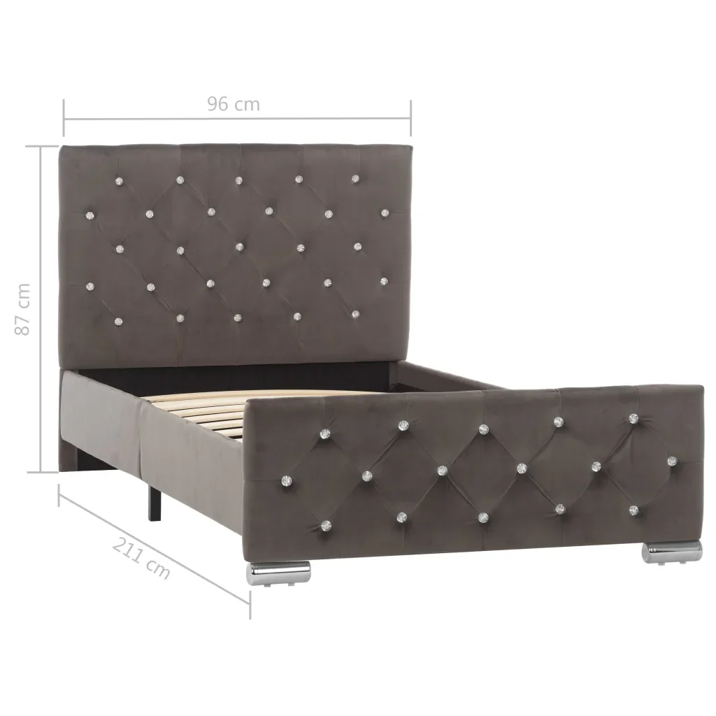Letto singolo | Letto per adulti | Giroletto Grigio in Velluto 90x200 cm - Image 8