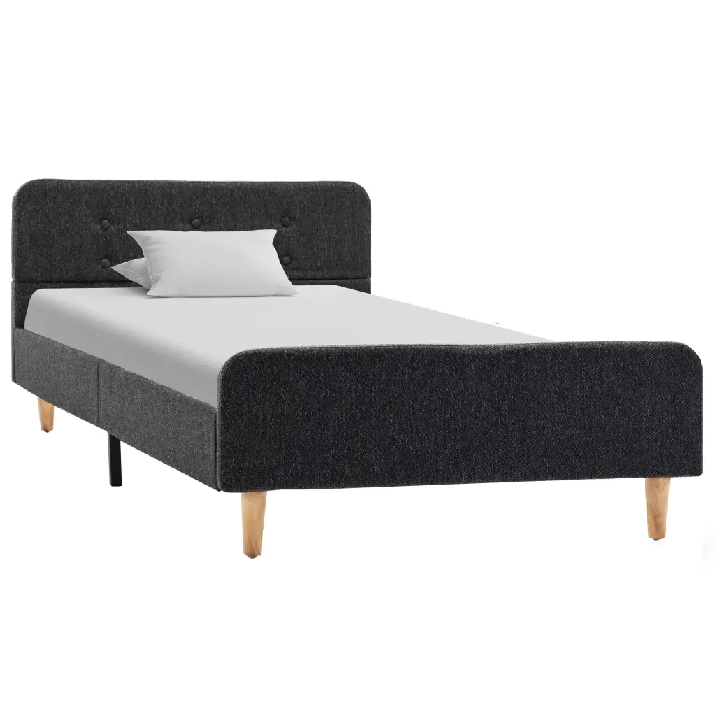 Letto singolo | Letto per adulti | Giroletto Grigio Scuro in Stoffa Ruvida 100x200 cm - Image 2