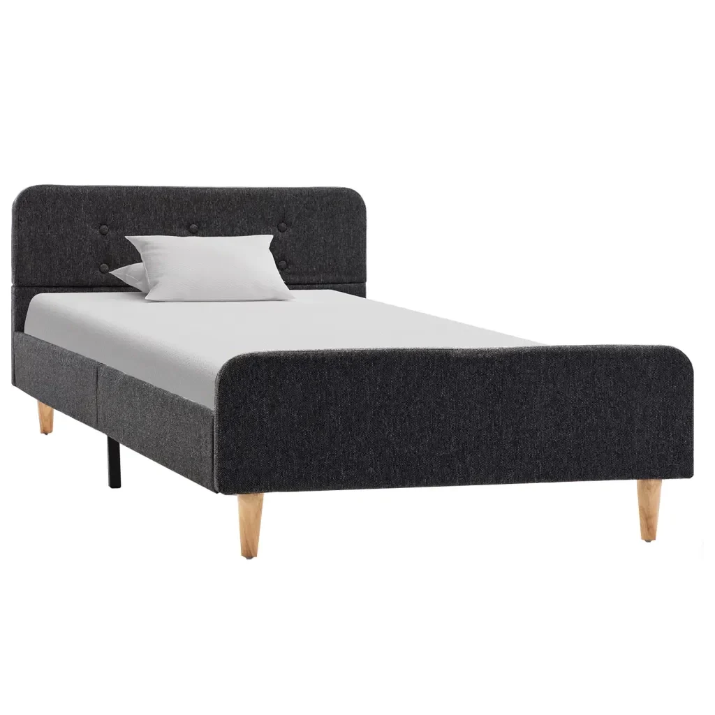 Letto singolo | Letto per adulti | Giroletto Grigio Scuro in Stoffa Ruvida 90x200 cm - Image 2
