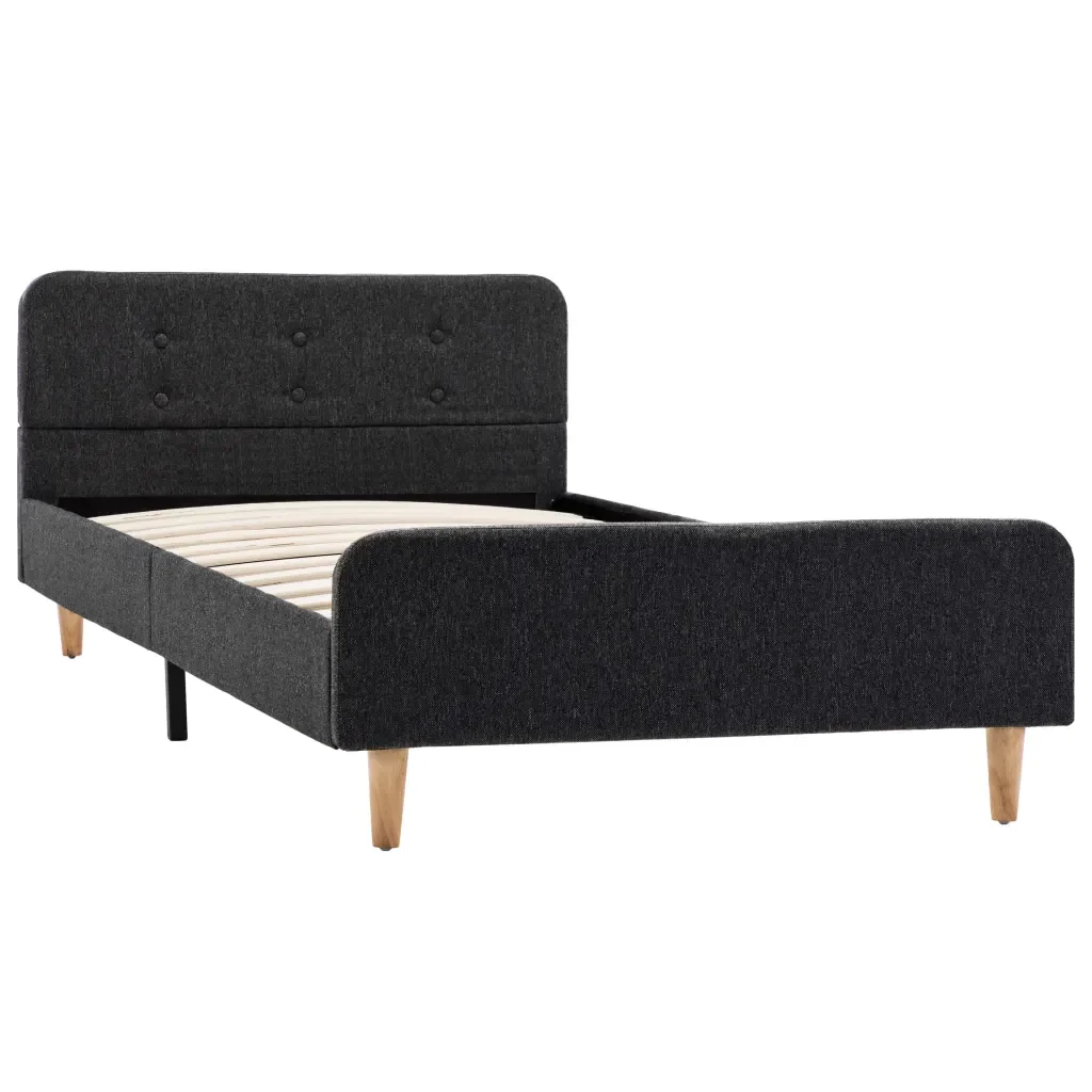 Letto singolo | Letto per adulti | Giroletto Grigio Scuro in Stoffa Ruvida 90x200 cm - Image 6