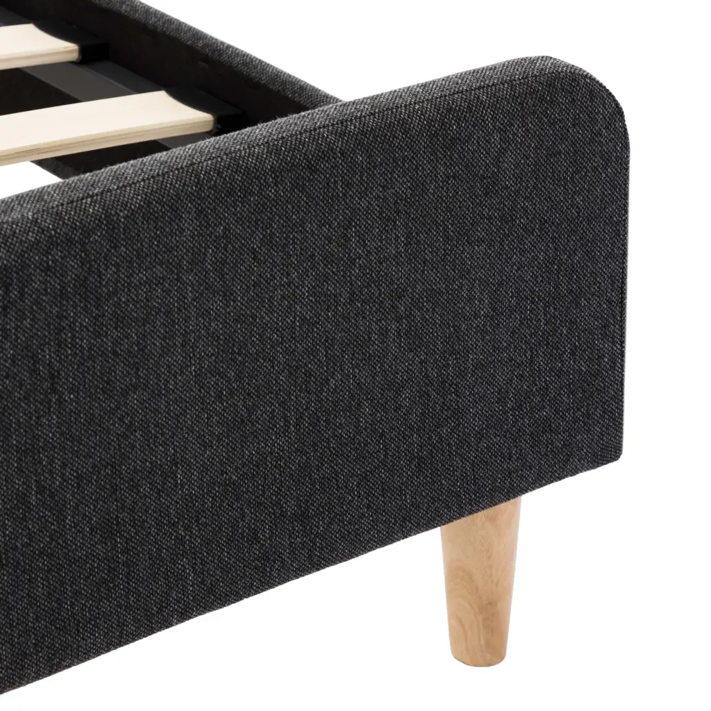 Letto singolo | Letto per adulti | Giroletto Grigio Scuro in Stoffa Ruvida 90x200 cm - Image 8
