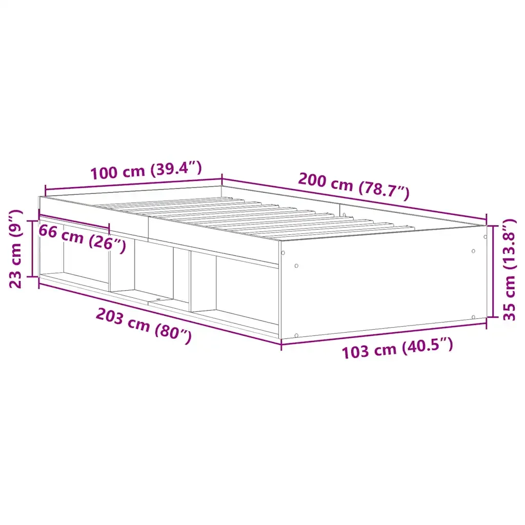 Letto singolo | Letto per adulti | Giroletto Grigio Sonoma 100x200 cm - Image 10