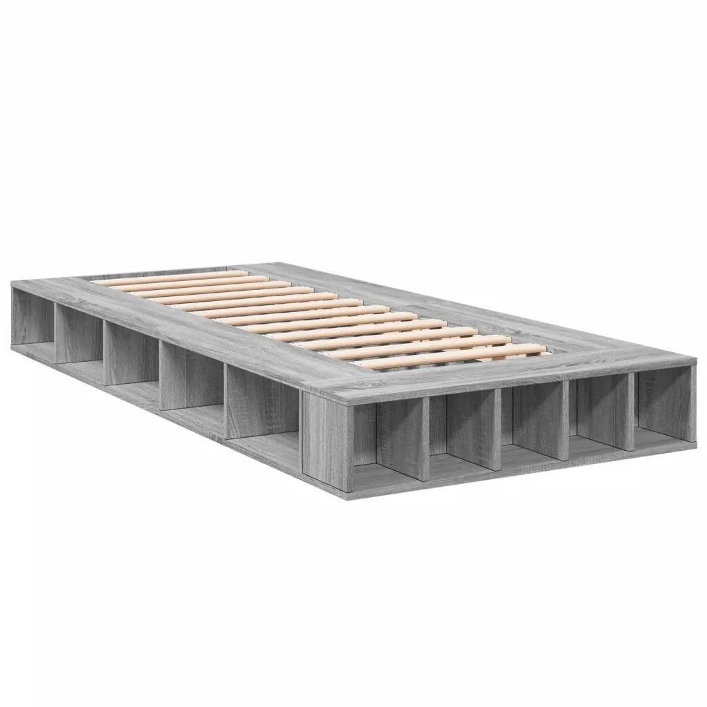 Letto singolo | Letto per adulti | Giroletto Grigio Sonoma 100x200 cm in Legno Multistrato - Image 4