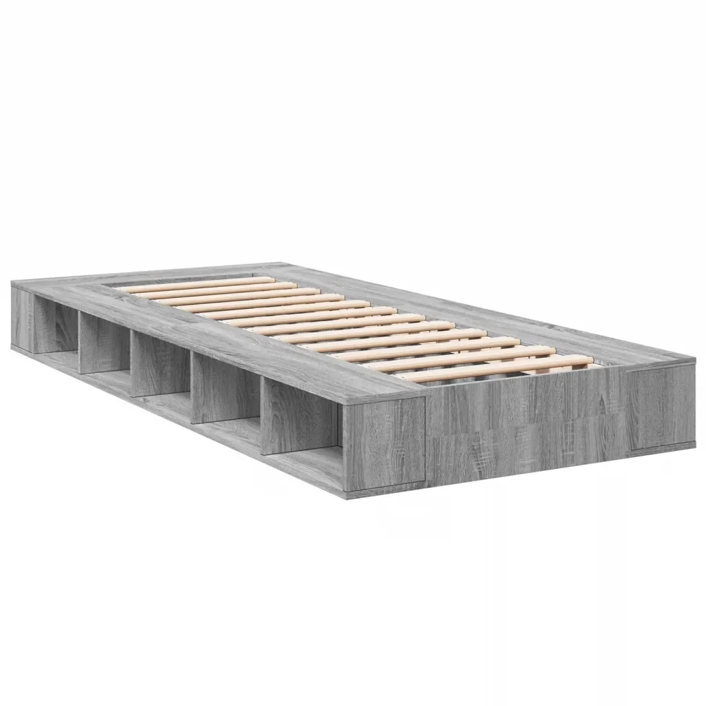 Letto singolo | Letto per adulti | Giroletto Grigio Sonoma 100x200 cm in Legno Multistrato - Image 6