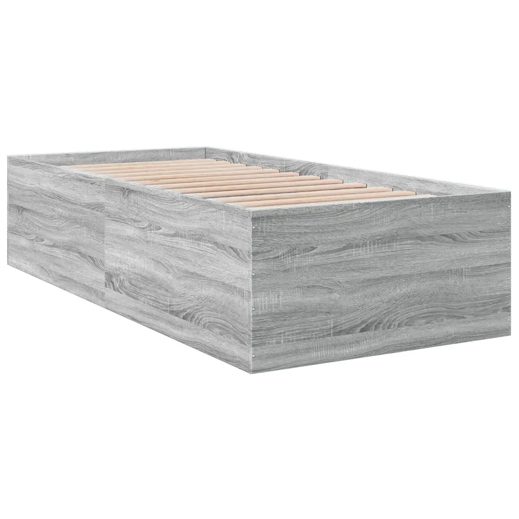 Letto singolo | Letto per adulti | Giroletto Grigio Sonoma 100x200 cm in Legno Multistrato - Image 6