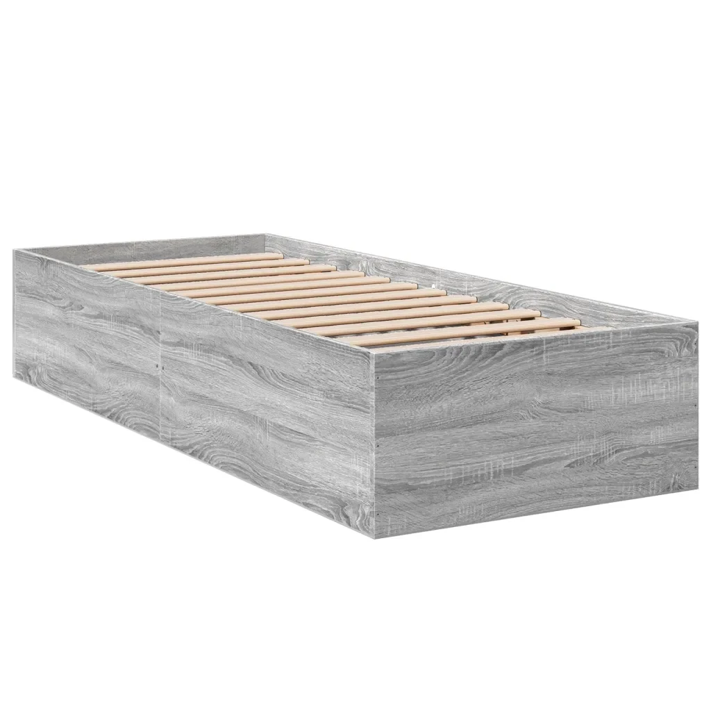Letto singolo | Letto per adulti | Giroletto Grigio Sonoma 100x200 cm in Legno Multistrato - Image 3