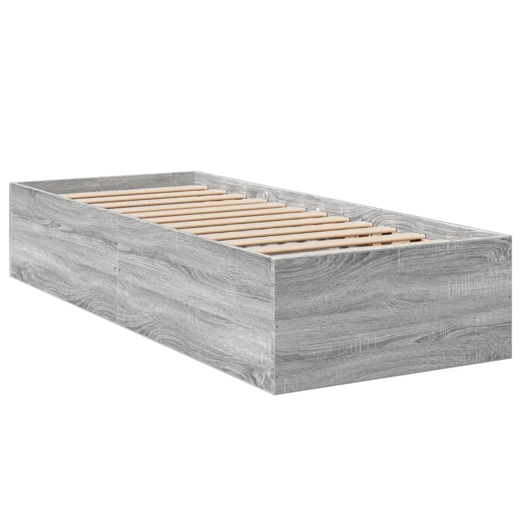 Letto singolo | Letto per adulti | Giroletto Grigio Sonoma 100x200 cm in Legno Multistrato - Image 6