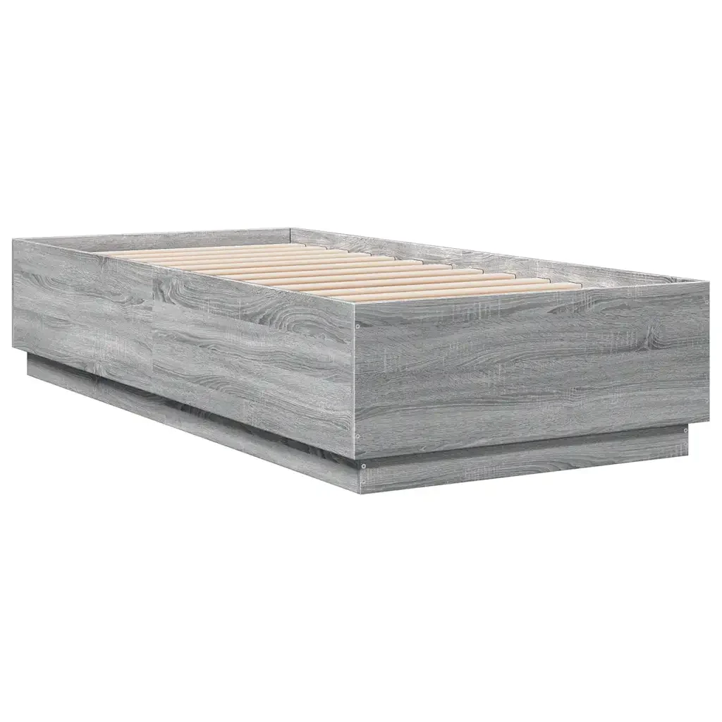 Letto singolo | Letto per adulti | Giroletto Grigio Sonoma 100x200 cm in Legno Multistrato - Image 4