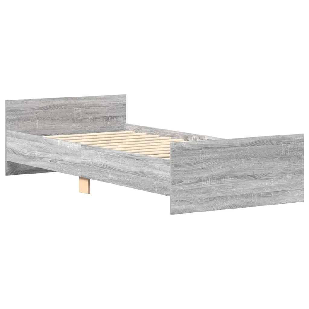 Letto singolo | Letto per adulti | Giroletto Grigio Sonoma 100x200 cm in Legno Multistrato - Image 5