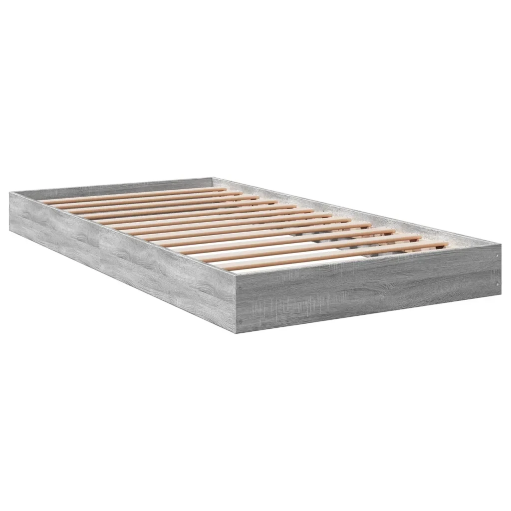 Letto singolo | Letto per adulti | Giroletto Grigio Sonoma 100x200 cm in Legno Multistrato - Image 6