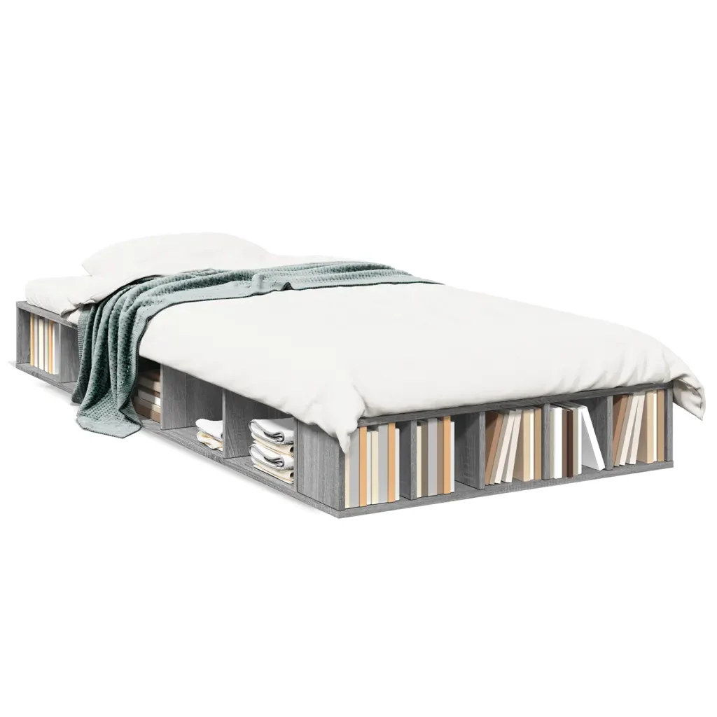 Letto singolo | Letto per adulti | Giroletto Grigio Sonoma 75x190 cm in Legno Multistrato