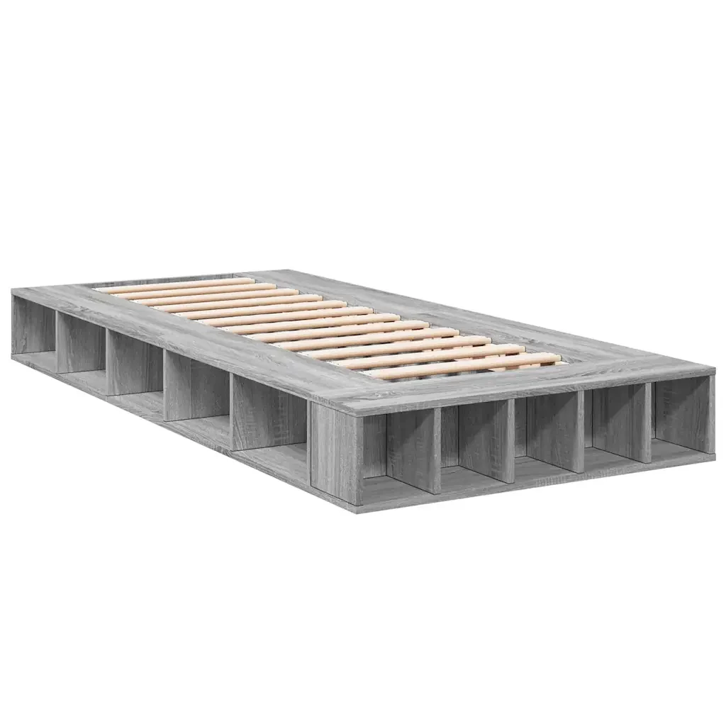 Letto singolo | Letto per adulti | Giroletto Grigio Sonoma 75x190 cm in Legno Multistrato - Image 4