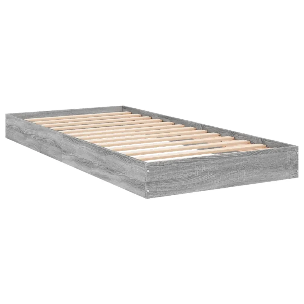 Letto singolo | Letto per adulti | Giroletto Grigio Sonoma 75x190 cm in Legno Multistrato - Image 4