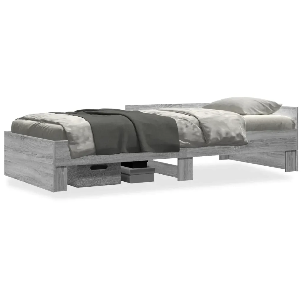 Letto singolo | Letto per adulti | Giroletto Grigio Sonoma 75x190 cm in Legno Multistrato