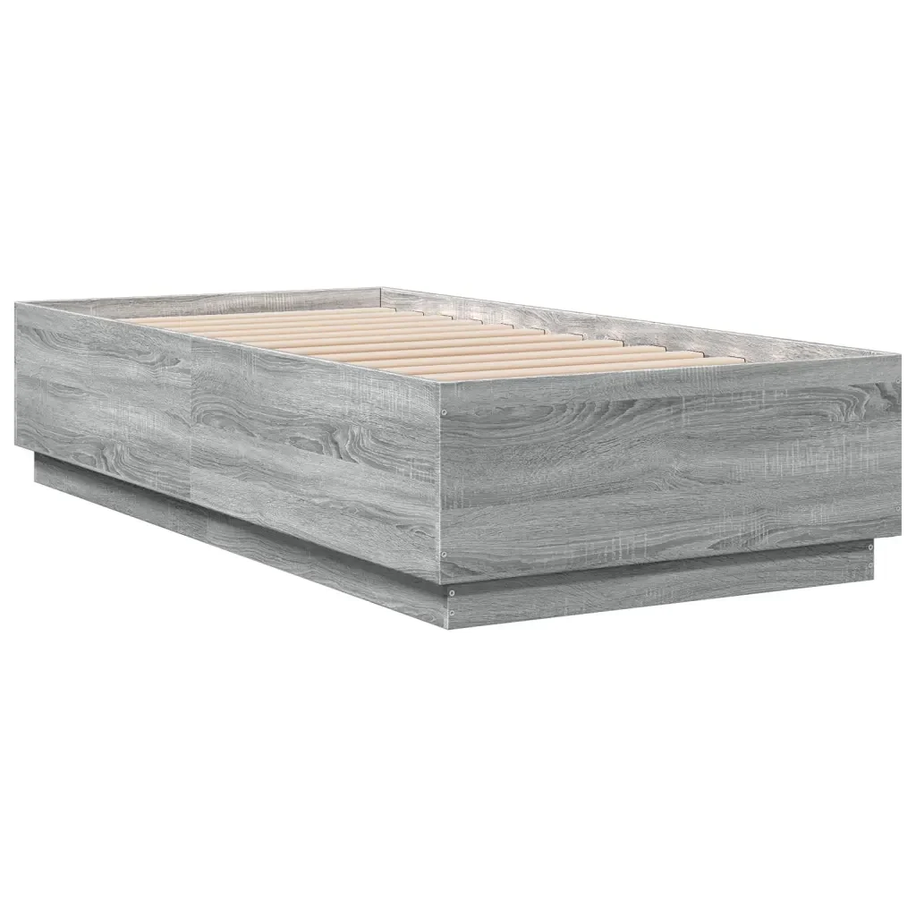 Letto singolo | Letto per adulti | Giroletto Grigio Sonoma 75x190 cm in Legno Multistrato - Image 3