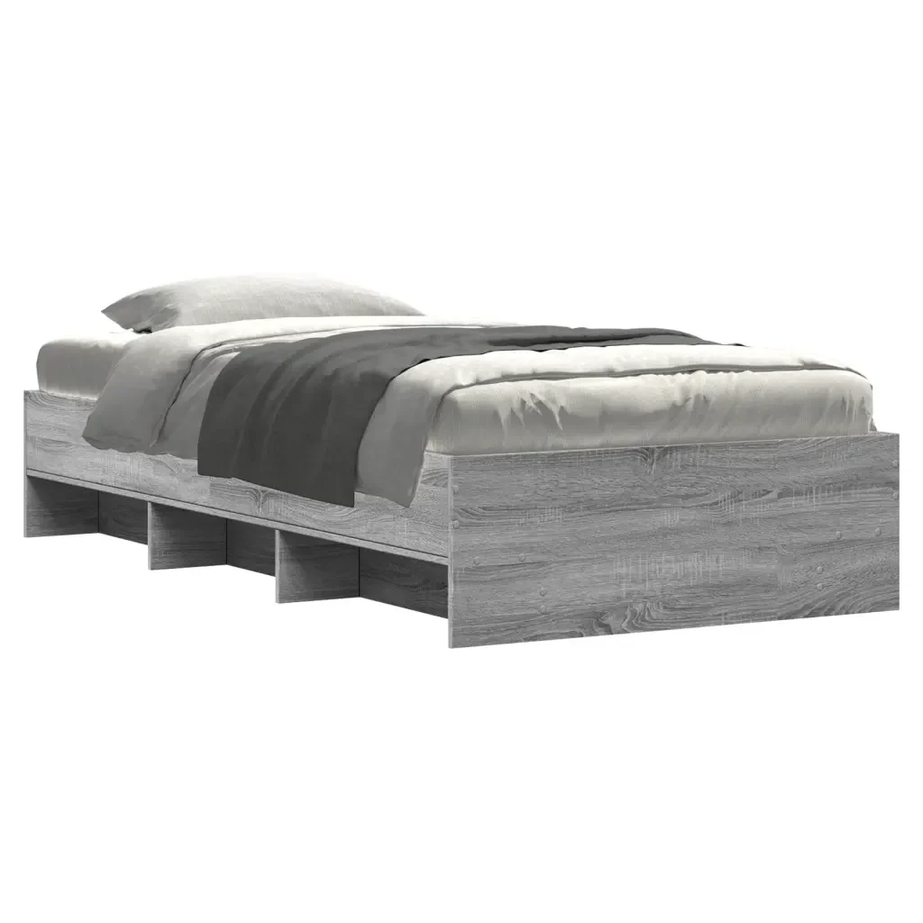 Letto singolo | Letto per adulti | Giroletto Grigio Sonoma 75x190 cm in Legno Multistrato - Image 3
