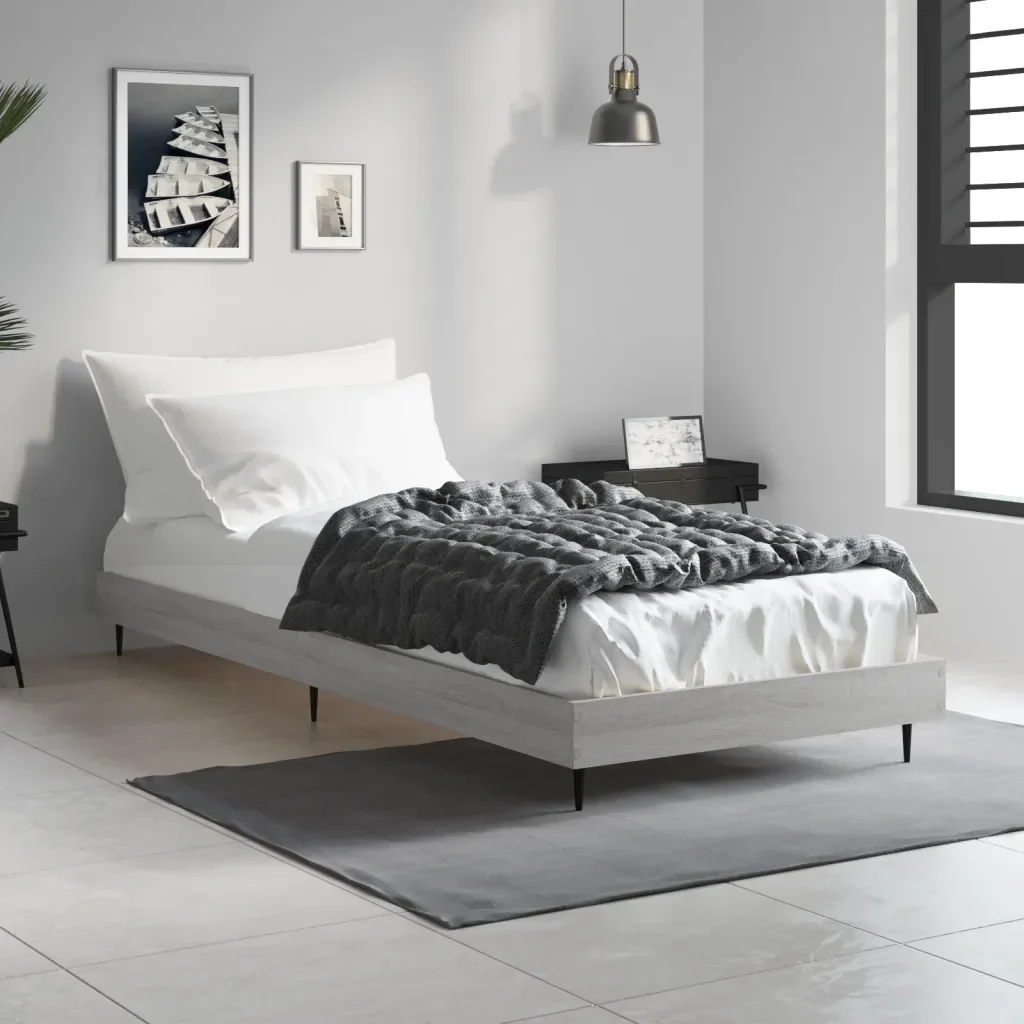 Letto singolo | Letto per adulti | Giroletto Grigio Sonoma 75x190 cm in Legno Multistrato - Image 2