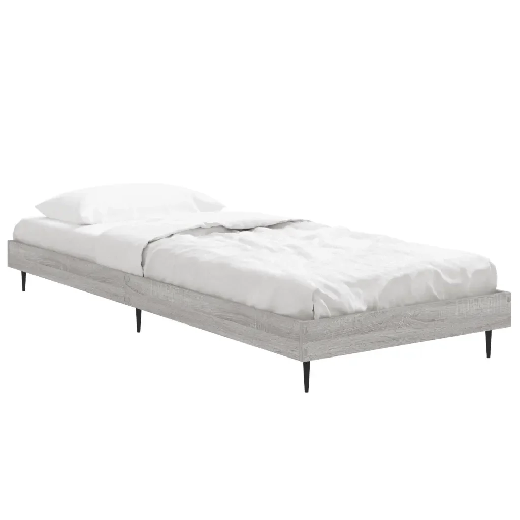 Letto singolo | Letto per adulti | Giroletto Grigio Sonoma 75x190 cm in Legno Multistrato - Image 4