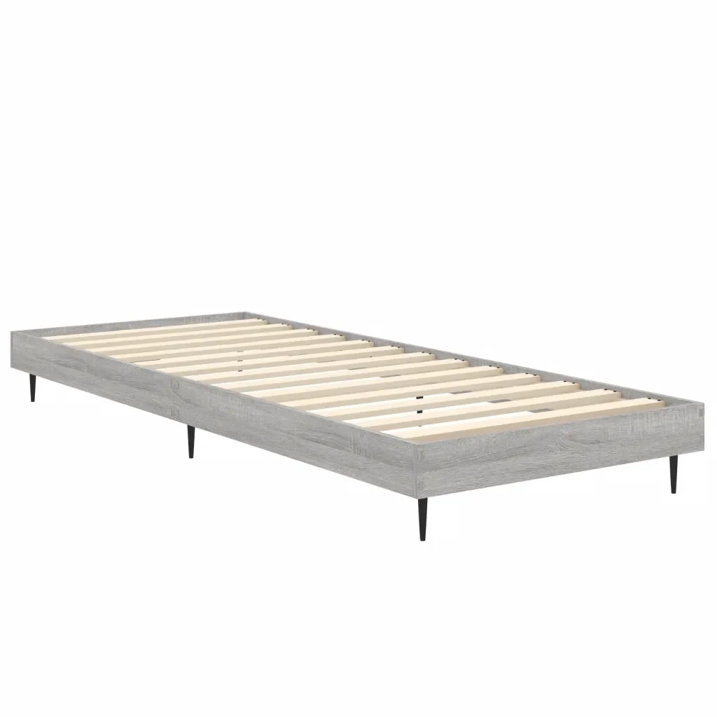 Letto singolo | Letto per adulti | Giroletto Grigio Sonoma 75x190 cm in Legno Multistrato - Image 5