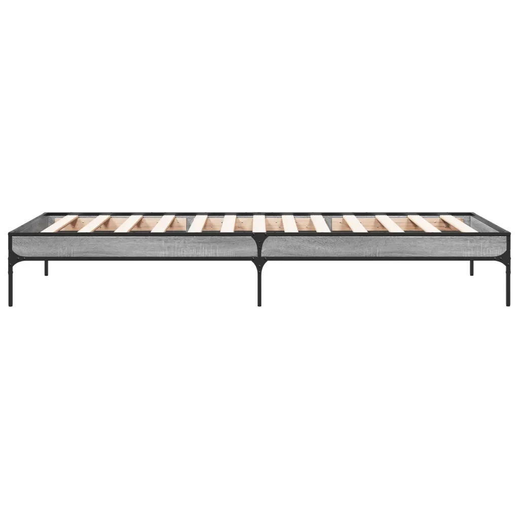 Letto singolo | Letto per adulti | Giroletto Grigio Sonoma 75x190cm in Legno Multistrato e Metallo - Image 5