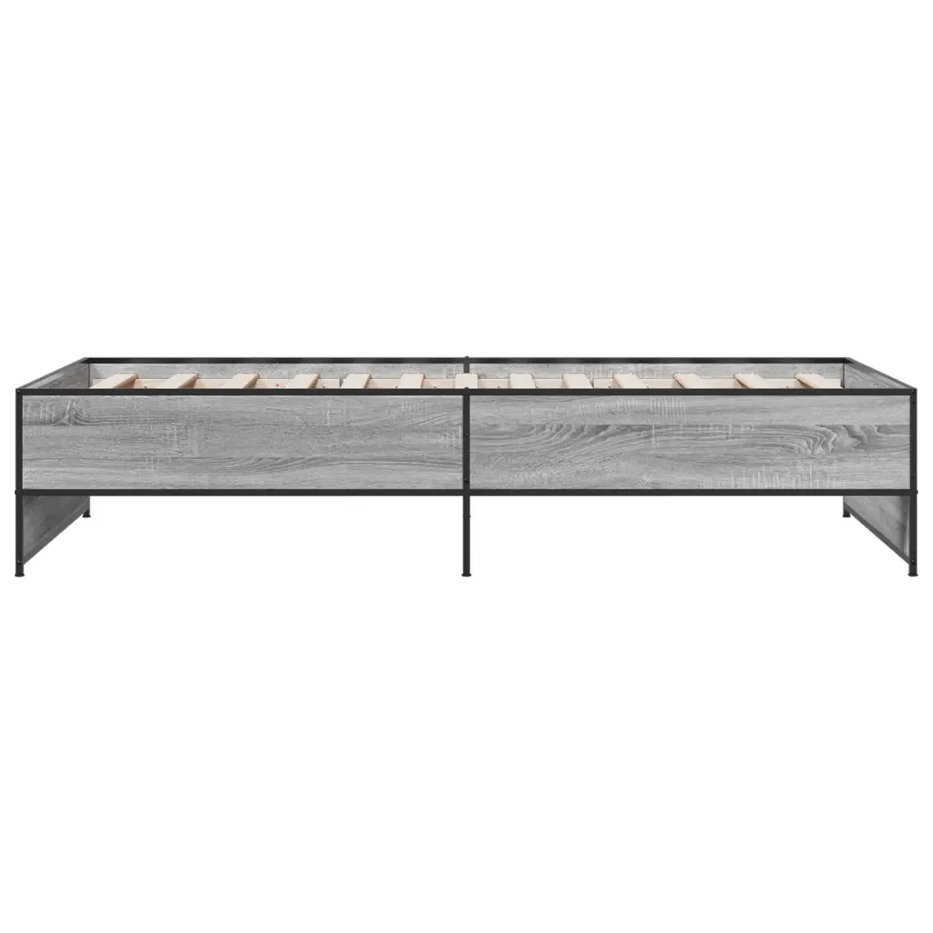 Letto singolo | Letto per adulti | Giroletto Grigio Sonoma 75x190cm in Legno Multistrato e Metallo - Image 5