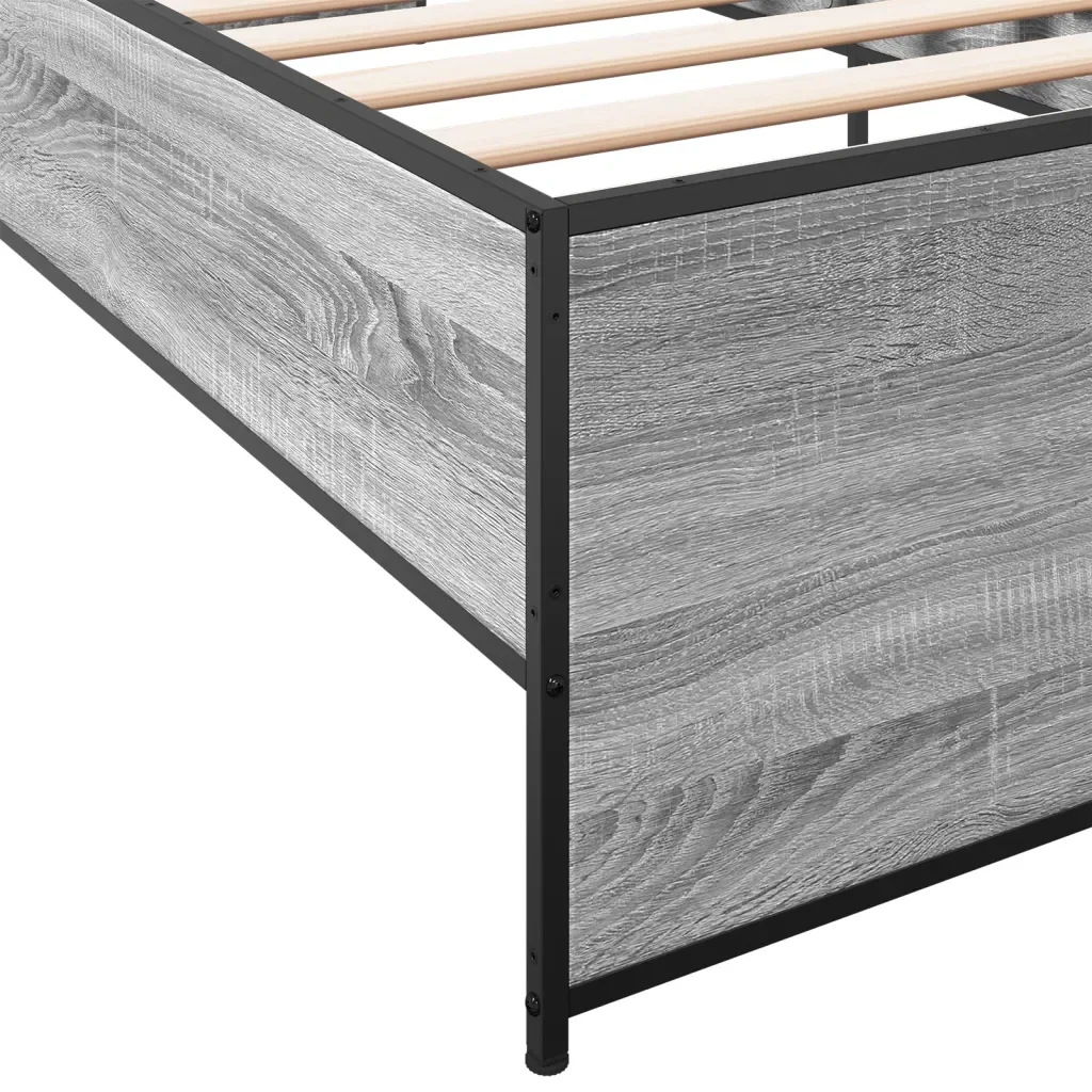 Letto singolo | Letto per adulti | Giroletto Grigio Sonoma 75x190cm in Legno Multistrato e Metallo - Image 7