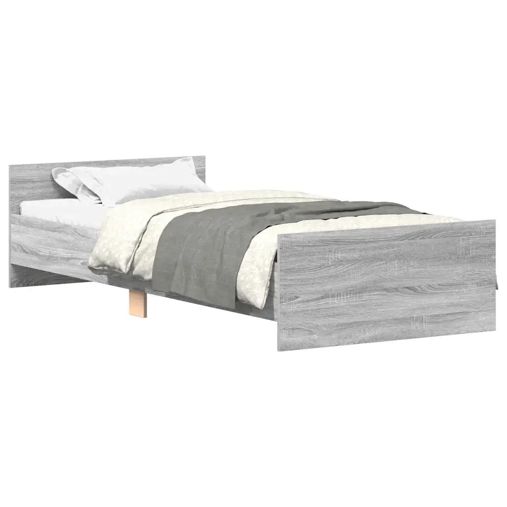 Letto singolo | Letto per adulti | Giroletto Grigio Sonoma 75x190cm Small Single Legno Multistrato