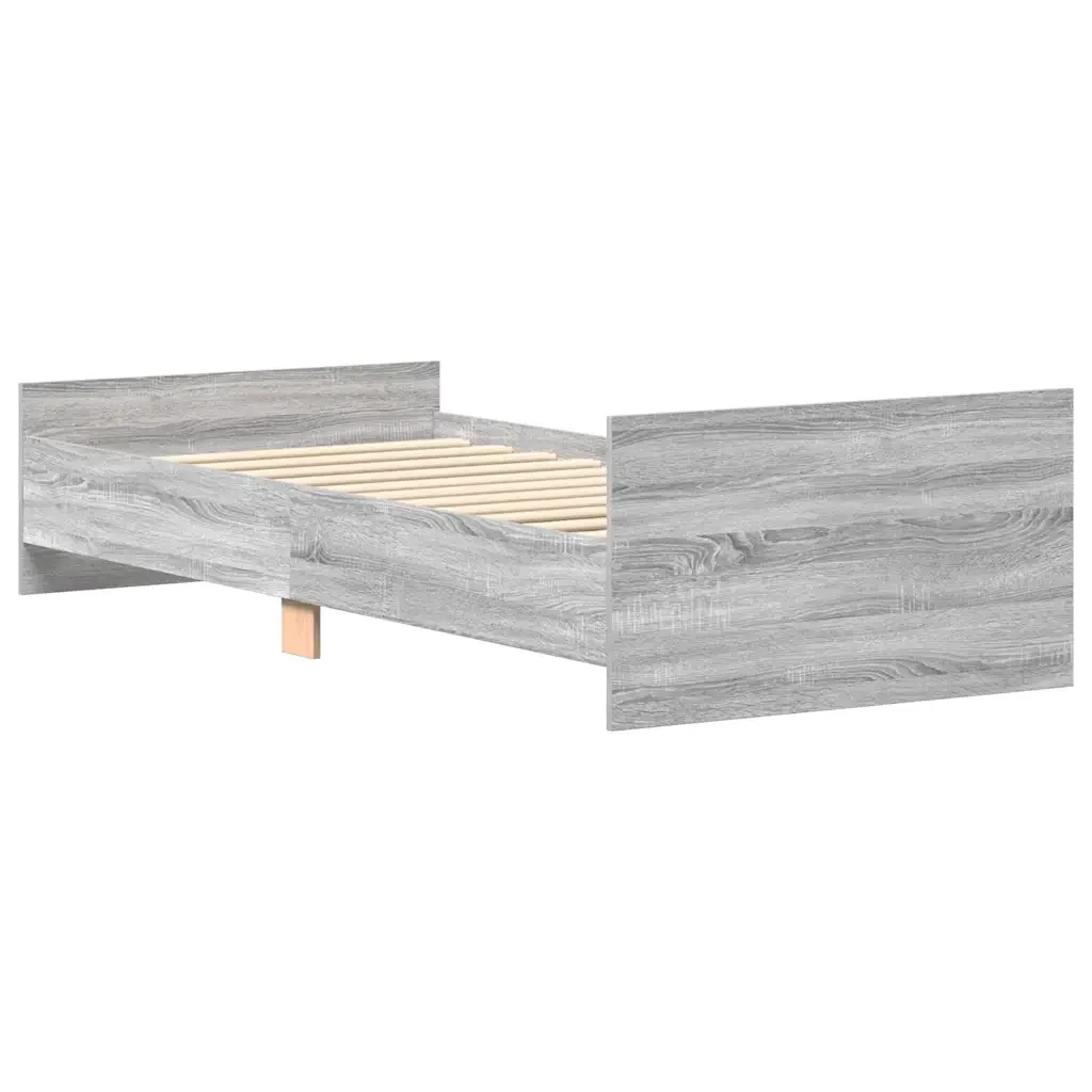 Letto singolo | Letto per adulti | Giroletto Grigio Sonoma 75x190cm Small Single Legno Multistrato - Image 7